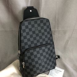 louis vuitton black gray checkered bag