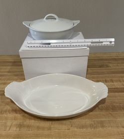 White Ceramic Serving Dishes X2