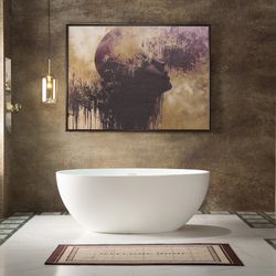 B0043  WOODBRIDGE 55-1/8" L x 30-3/4" W Luxury Contemporary Solid Surface Stone Resin Freestanding Bathtub in Matte White