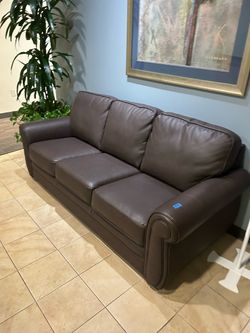 Dark Brown Leather 3-Seat Sofa