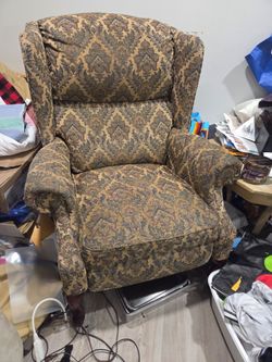 Wingback Recliner Chair Damask Fabric