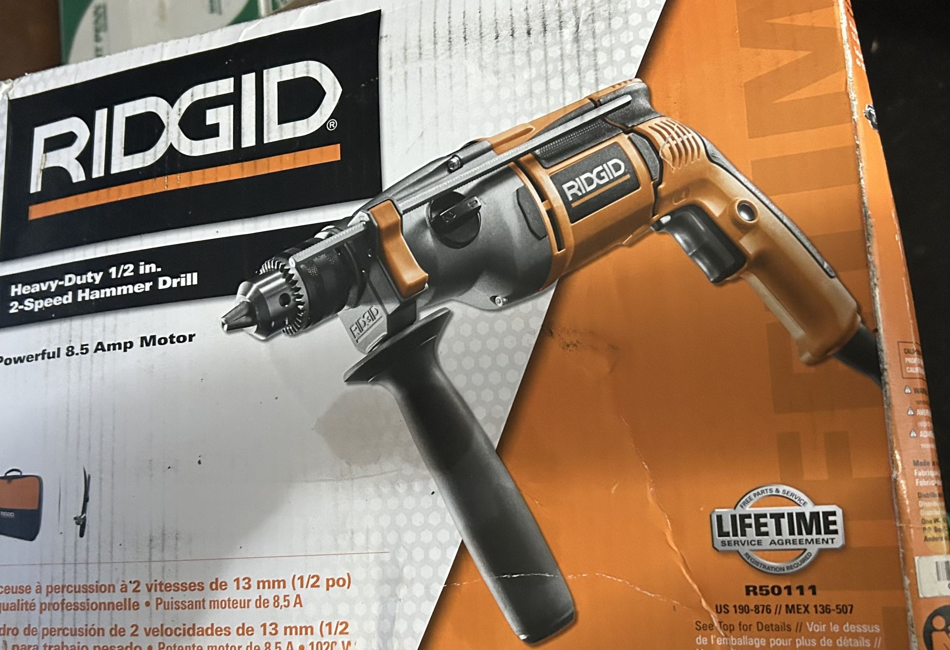 RIDGID 8.5 Amp Corded 1/2 in. Heavy-Duty Hammer Drill: Brand new