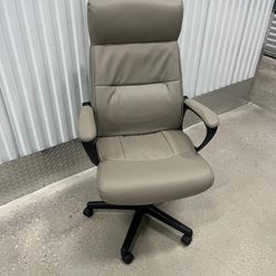 Soft leather Desk chair-olive/grey color- on wheels  $50