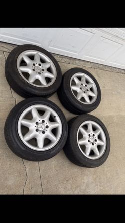 4 — 205/55r16 5x112 5x4.41 Stock Mercedes C300 C280 Wheels Rims Good 80% Treads Tires!!!!!