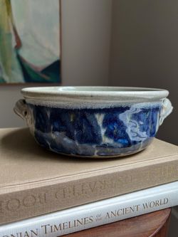Handcrafted Studio Pottery Handled Bowl ( D9” ) firm on price