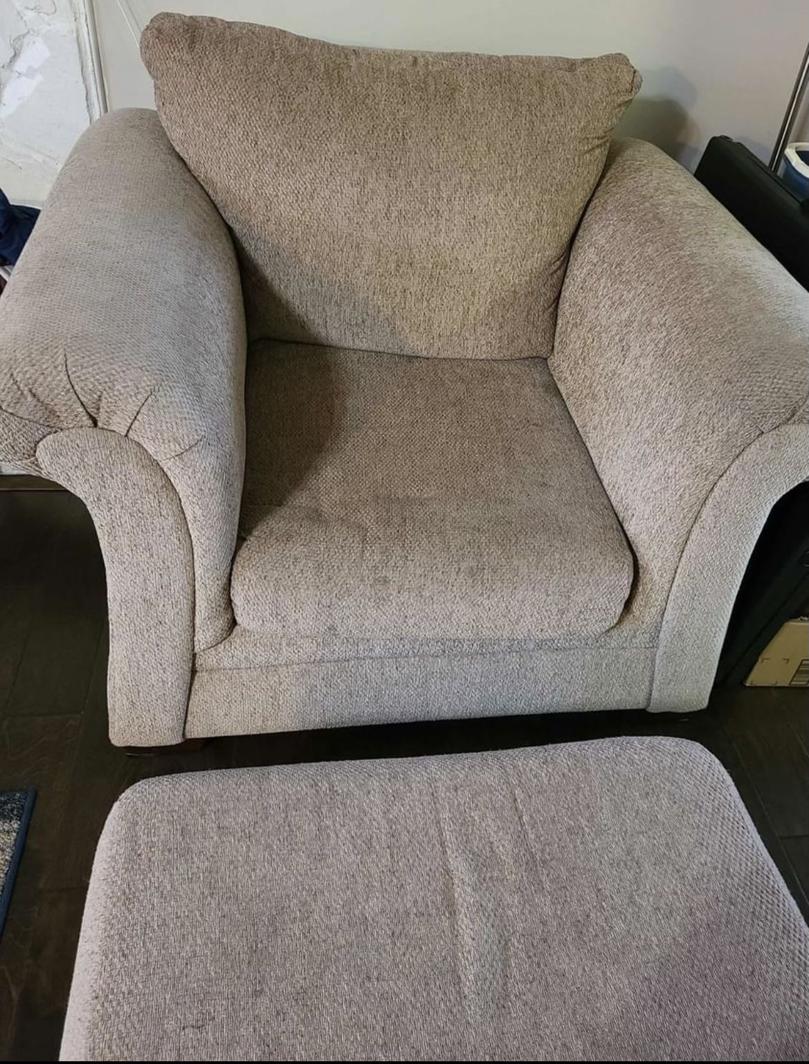 Tan Chair With Matching Ottoman 