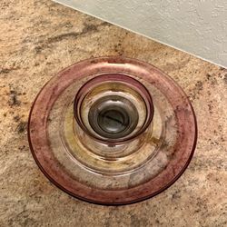 Multi Color Two Piece Glass Chip and Dip Platter Set, Plate and Bowl Serving Set