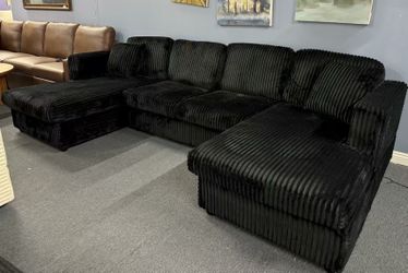120”Black Corduroy sofa，$360