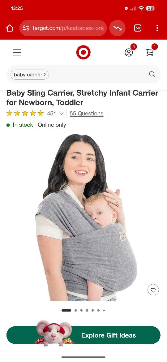 Like New KeaBabies Original Baby Wraps Carrier, Baby Sling Carrier, Stretchy Infant Carrier for Newborn, Toddler