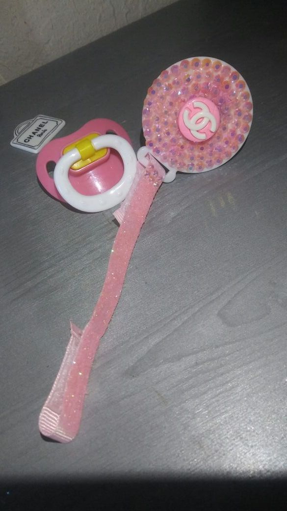 Pacifier holder SUPER CUTE.Chanel inspired