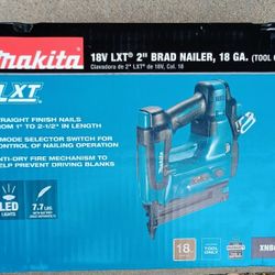 NEW Makita 18V LXT 18Gauge 2" Brad Nailer(NEW)(#XNB01Z)