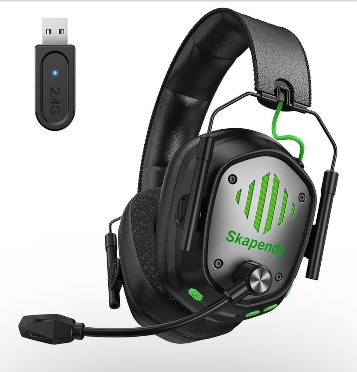 Wireless Gaming Headset-7.1 Surround Sound,2.4GHz/Bluetooth 5.4 Gaming Headsets with 60H Battery,Flex Mic Noise-Cancelling Game Headphones for PS4, PS