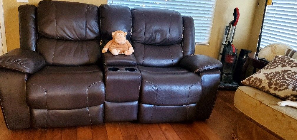 Sofa And Love Seats faux Leather With Power Recliner And Charging Port. Everything Works.