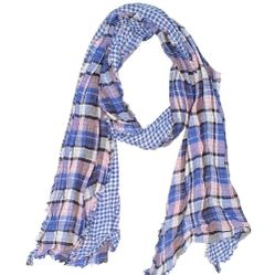 American Colors by Alex Lehr pastel plaid scarf, Sz 19x 82