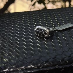 Black Sapphire, Universal Size 7 Ring 925 Silver