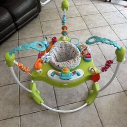 Fisher-Price Baby Bouncer Fitness Fun Jumperoo Musical Activity Center with Lights Sounds & Developmental Toys, Folds for Storage