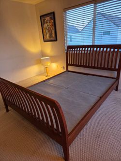 Queen Mission wooden bed frame curved from Z Gallerie very nice