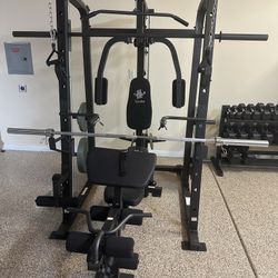 Vesta Fitness Smith Machine 1001 w/Bench Attachment | 230lb Bumpers Olympic Weights | 7ft Olympic Bar | Gym Equipment | FREE DELIVERY🚚 
