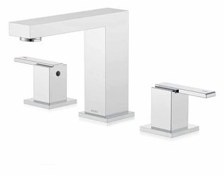 0899: New KENES Polished Chrome Widespread Bathroom Faucet 2 Handle Bathroom Sink Faucet 3 Hole, 8-Inch 3 Pieces Bathroom Vanity Faucet with Supply Li