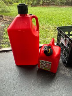 Gasoline 5 gallons and a small one is 1.25 gallons