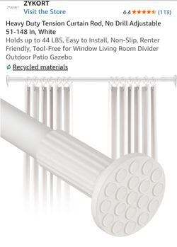 Heavy Duty Tension  Rod, White, 51-148 Inches