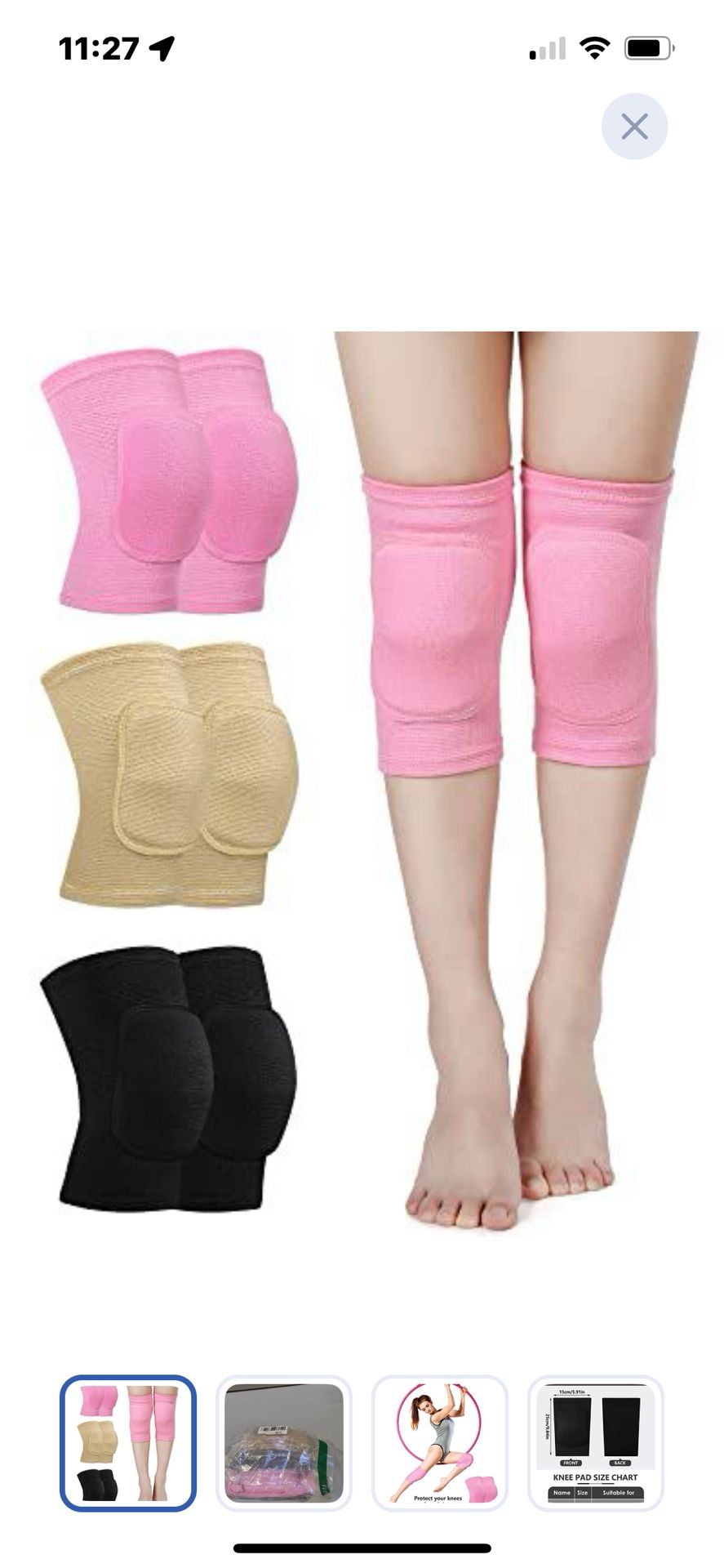 “New”3 Pk Knee pads (sz Med)pink/black/beige (non Slip)volleyball,dance,yoga,etc.(retail$49)