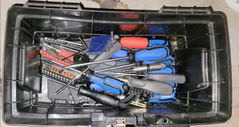 Tool box w misc screwdrivers and bits etc