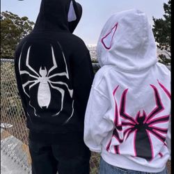 Full Zip Up Spider Hoodie Women Men Streetwear Harajuku Graphic Oversized Jacket Hood Shirt Punk Gothic Y2K Clothes Sweatshirt
