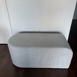 West Elm Tilly Large Ottoman | Pearl Gray Performance Basket Slub
