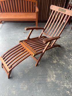 Two teak cruise loungers