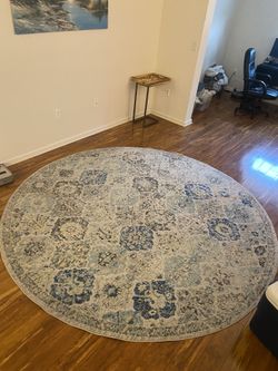 Large Round Carpet Gray/blue Shaded