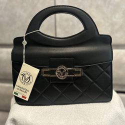 Valentino Orlandi Black Vegan Leather Crossbody/shoulder Bag NEW WITH TAGS!
