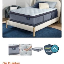 Queen Mattress + Bed Frame (Like New Serta + Ashley)