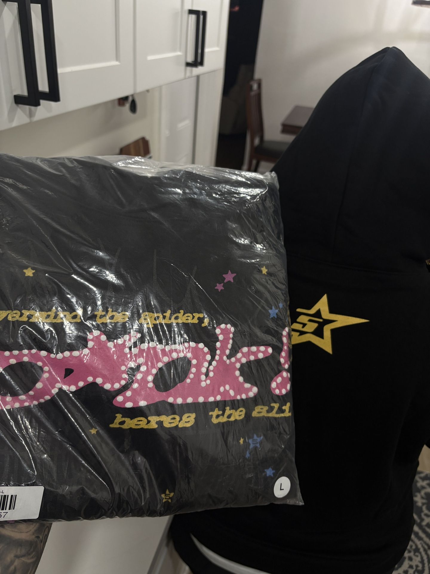 Pink Sp5der Hoodie Black