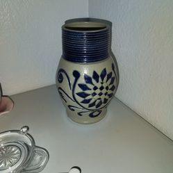 Hand carved cobalt salt glaze Williamsburg pottery