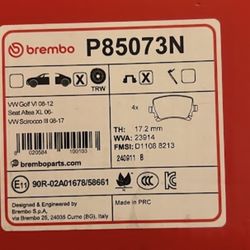 New Brembo Prime Ceramic Brake Pad rear Set Volkswagen Golf, /scirocco,