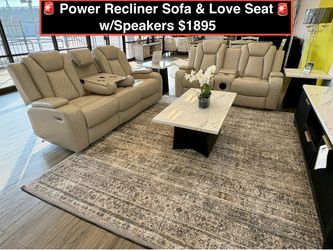 Brand new Power Reclining Sofa and Love seat with LED lights, storage and more