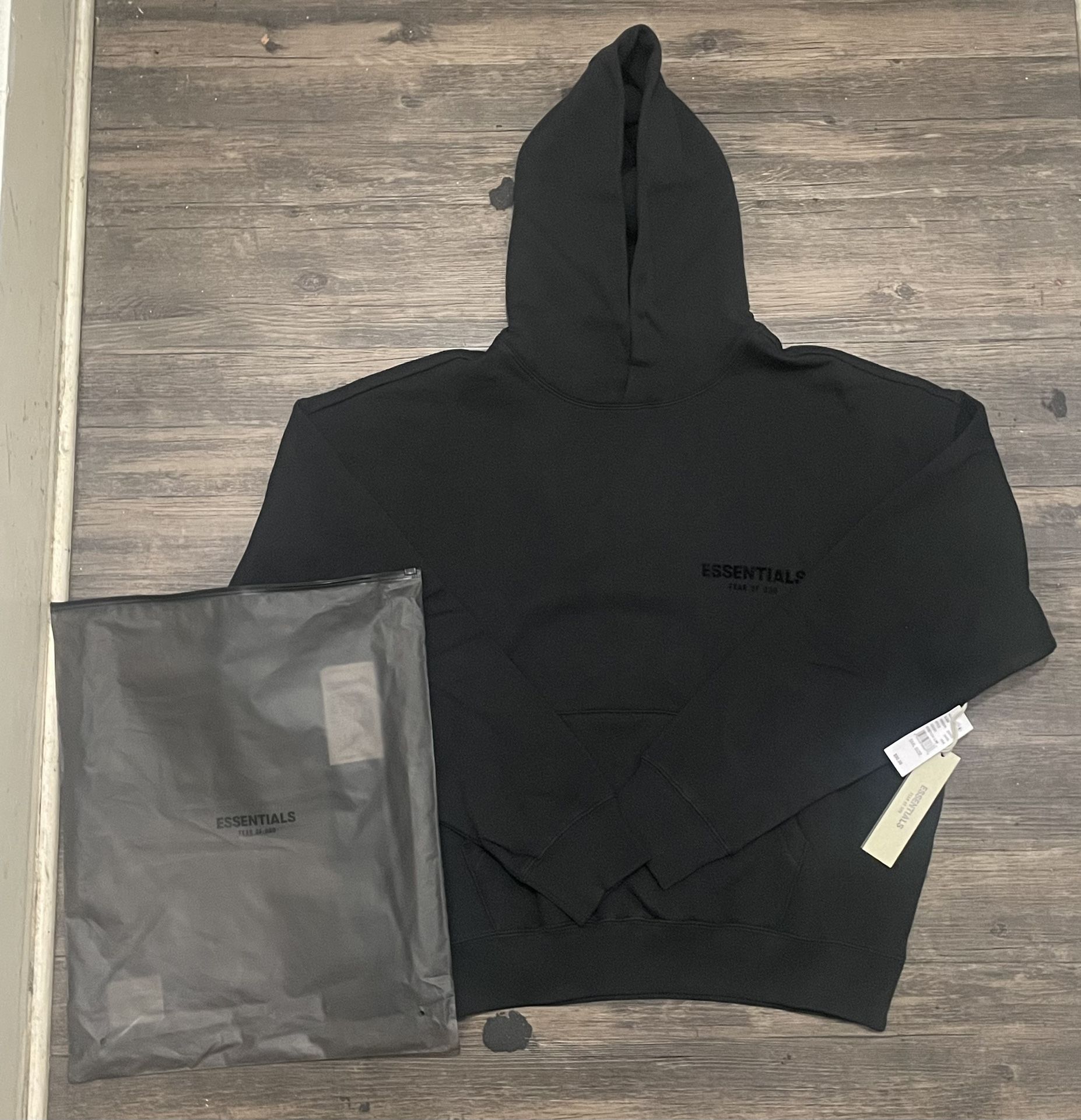 XS Black Essentials Fear of God Hoodie – Brand New