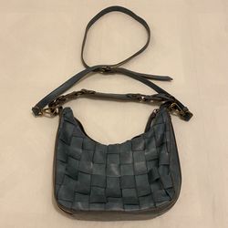 Time And Tru Purse Alice Blue Woven Zipper Crossbody Shoulder Bag