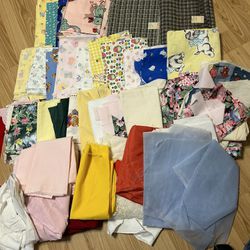 1 Box Of Fabric And Miscellaneous Sewing Stuff