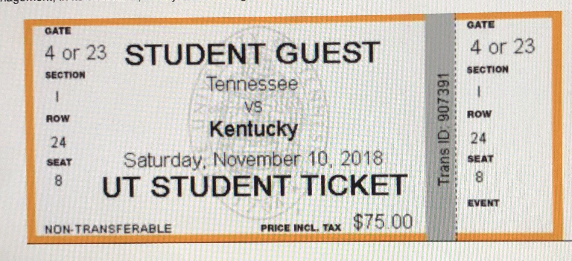 UT vs Kentucky game ticket!