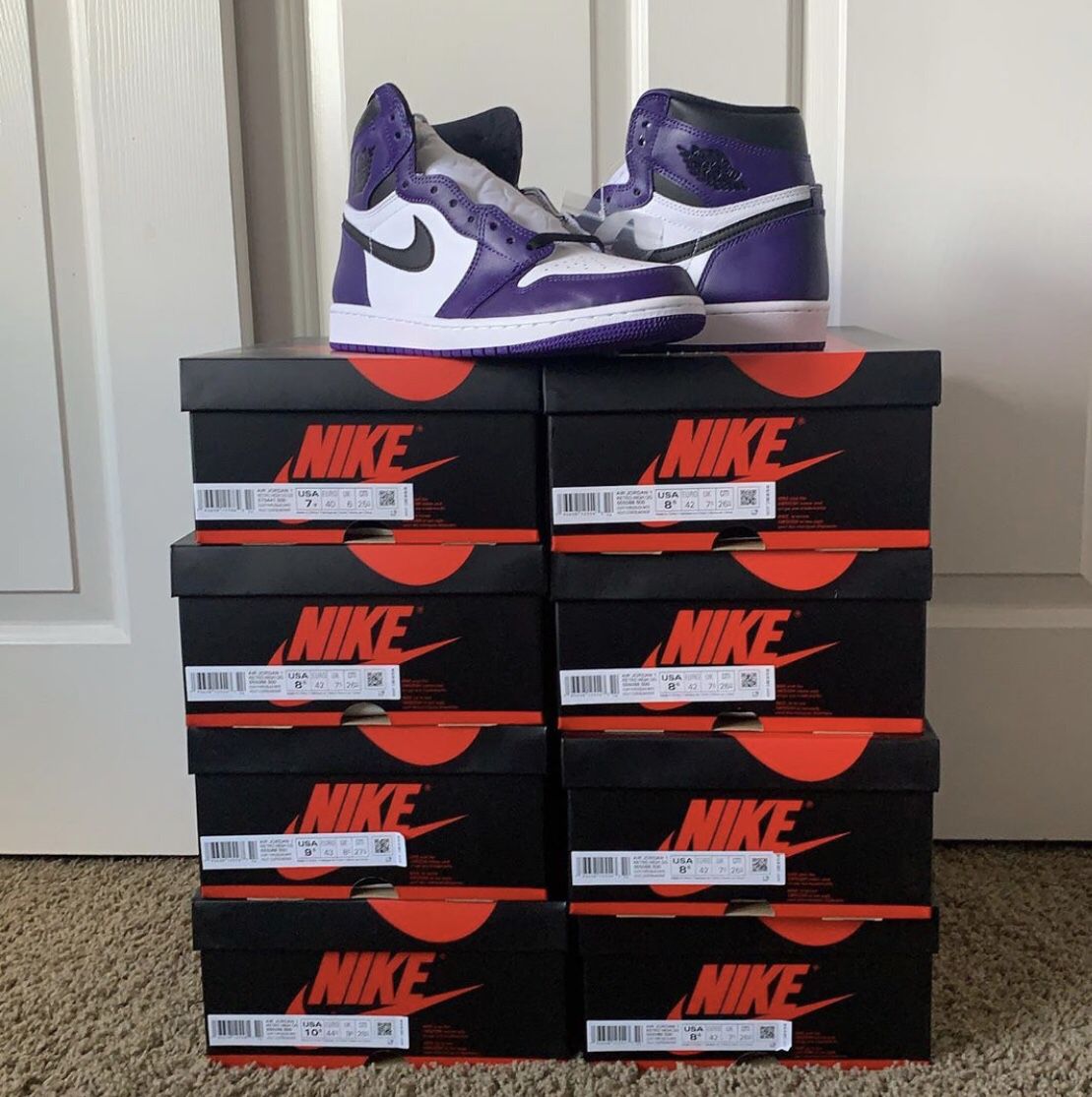 Court purple Jordan 1 sz 8.5 9.5 10.5 7y