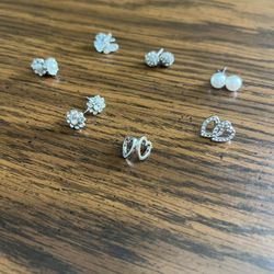 Assorted Sterling, Silver, Stud Earrings