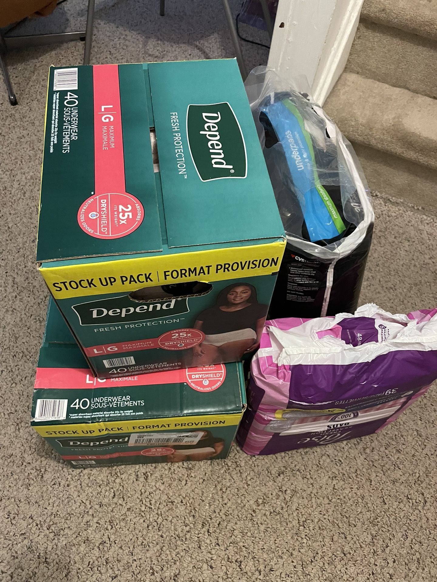 Free! Extra Supply Of Depends, Poise, Underpads
