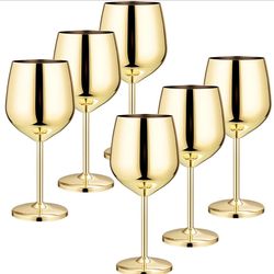 Set Of 6 18 Oz Stainless Steel Wine Glass Unbreakable Glasses For Travel, Camping And Pool Stemmed Metal Wine Glass Goblet For Outdoor Event Picnic Pa
