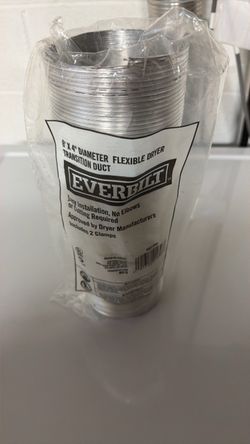Everbilt 8ft Flexible Dryer Vent Duct + clamps– New