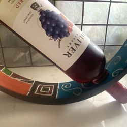 Artisan Wine Arc Laquer Wood Wine Holder - beautiful colors Modern Design   Transforms a bottle into a piece of art ! 