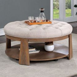 Furniture of America - Guis Round Coffee Table in Natural Tone/Beige