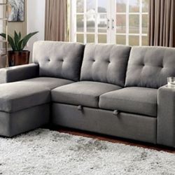 Grey Pullout Sectional W/ Reversible Chaise Brand New In Box 