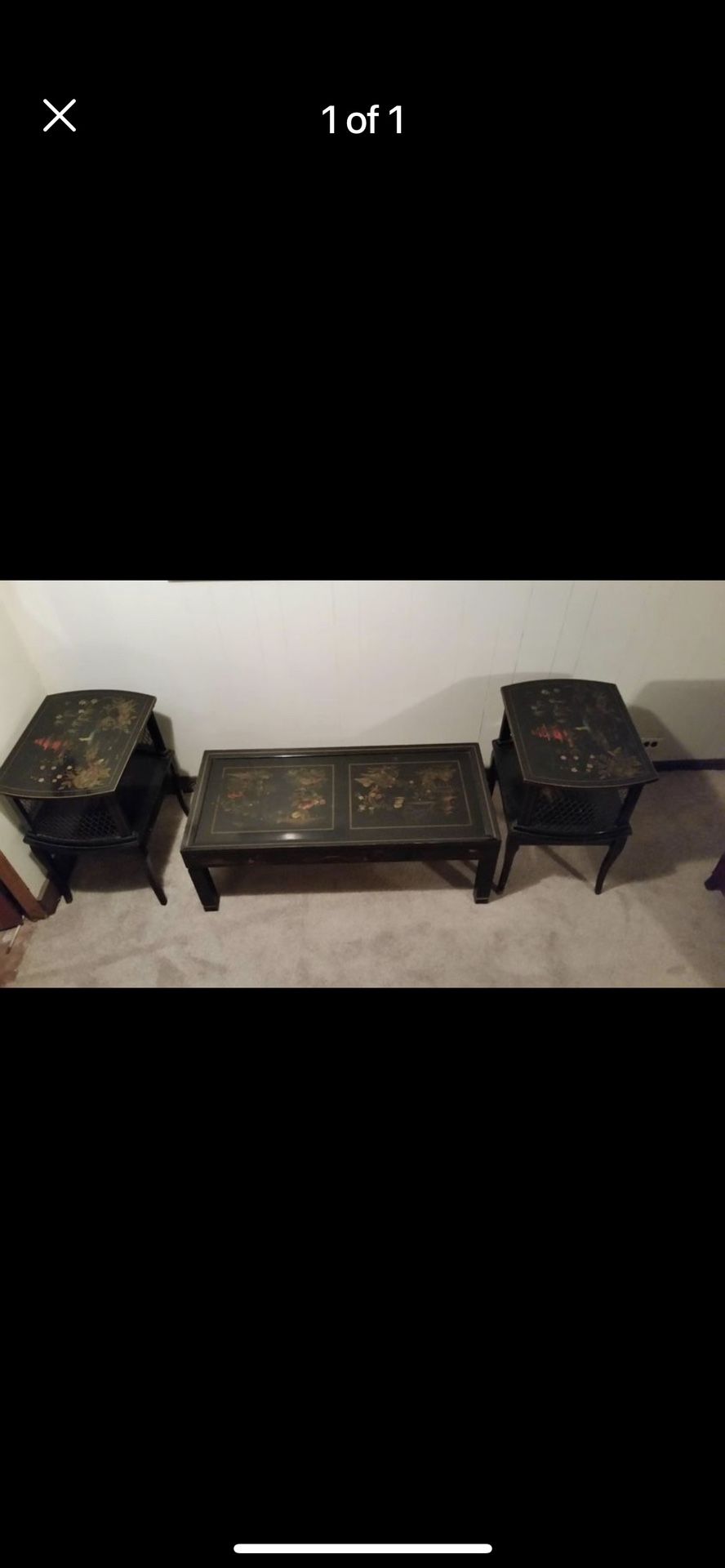 Asian Antique Coffee Table And 2 End Tables